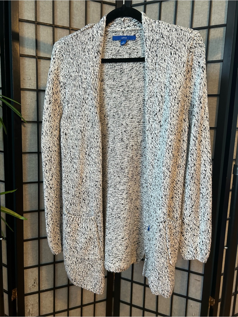 Apt. 9 Black & White Marled Open-Front Cardigan